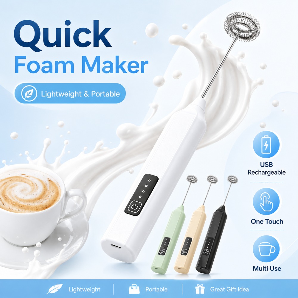 Electric Milk Frother Handheld - Montalatte e Sbattitore Elettrico Portatile per